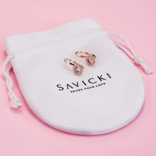 Kolczyki Savicki: różowe złoto, morganity, diamenty